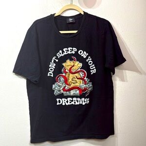 (R4) Camp Men's vintage short-sleeved pullover, embroidered ,size XL